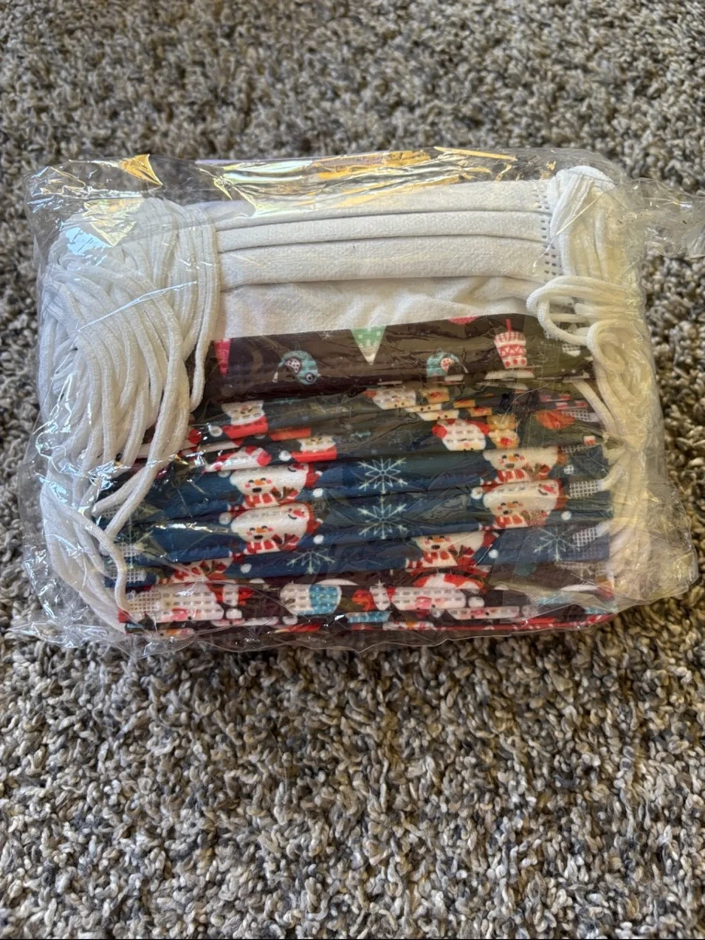 Pack of Holiday Snowman Face Masks - Navy & White